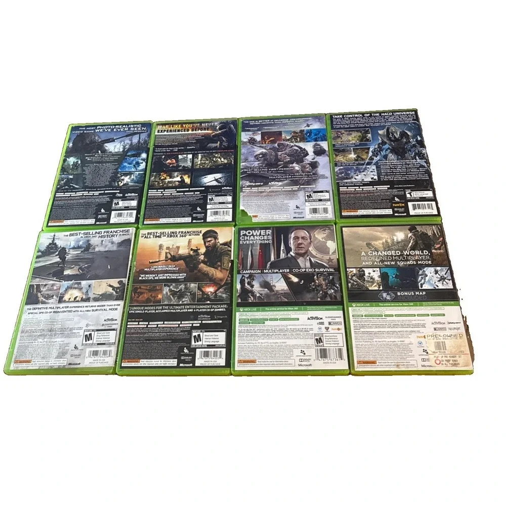 Xbox 360 Game Lot Bundle of 8 Halo Wars Call of Duty 4 Modern Warfare Black Ops